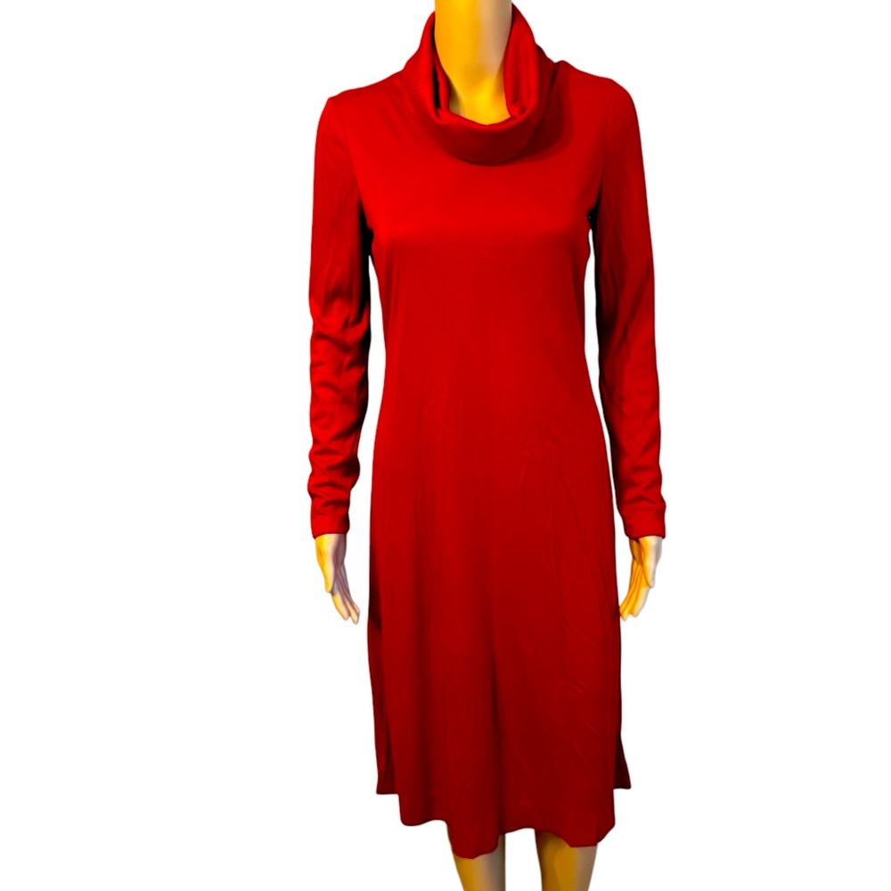 Vintage 70s Diane Von Furstenberg Red Turtleneck Acrylic Jersey Midi Dress 10